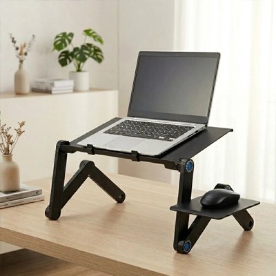 Support pour ordinateur Altévia avec réglage en hauteur pour travail assis ou debout.