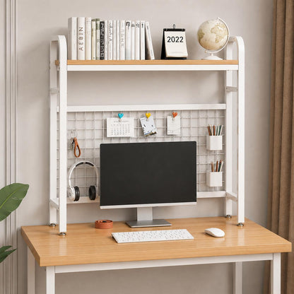Bureau étagère Ervane variante de couleur blanche.