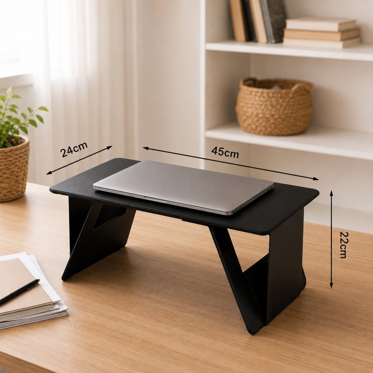 Support ordinateur portable Nolyvis avec dimensions.