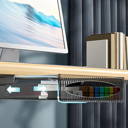 Organisateur bureau tiroir coulissant transparent noir.