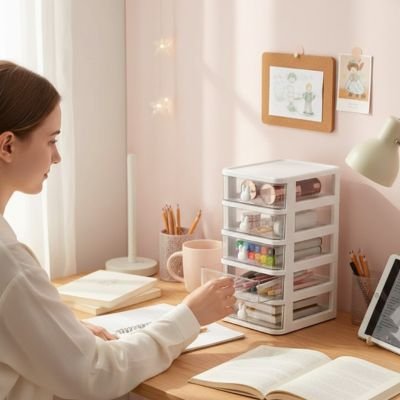 Organisateur de bureau Luniva avec capacité de rangement optimisée.