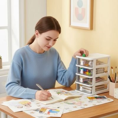 Organisateur de bureau Luniva design compact vertical optimisant l’espace.