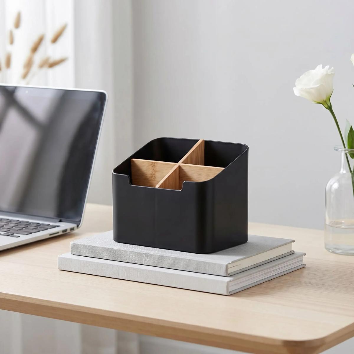 organiseur de bureau boxynet noir à quatre compartiments