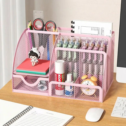 organiseur de bureau mesh variante rose