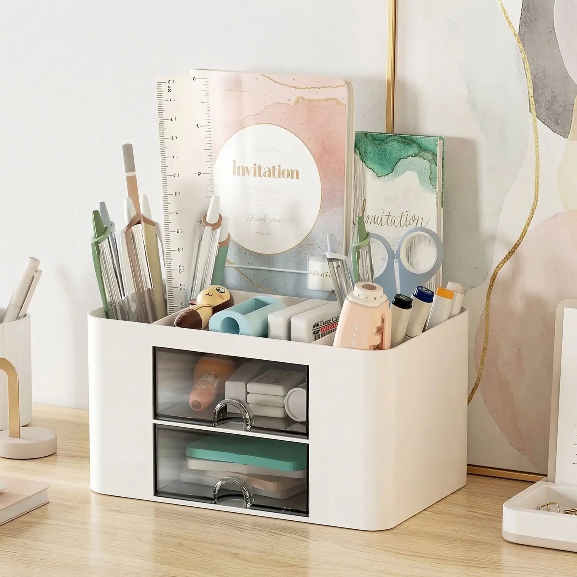 Organiseur pour bureau ClariDesck variante blanche.