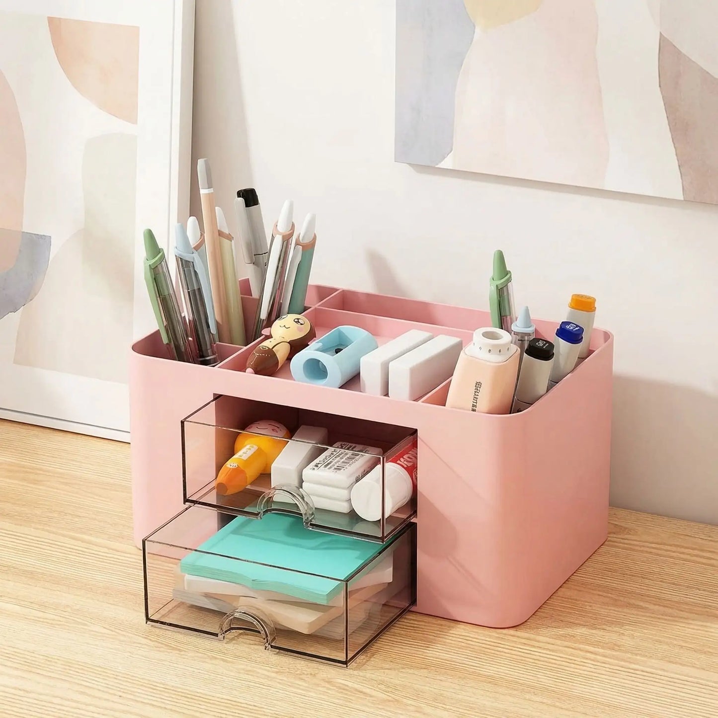 Organiseur pour bureau ClariDesk, variante rose.