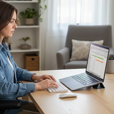 Support ordinateur Plyvex surélevant l’écran pour une meilleure posture.
