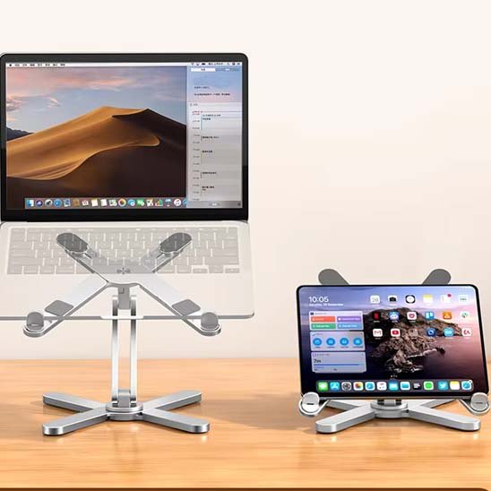 Support ordinateur portable Flexoryx avec bras articulé ajustable.