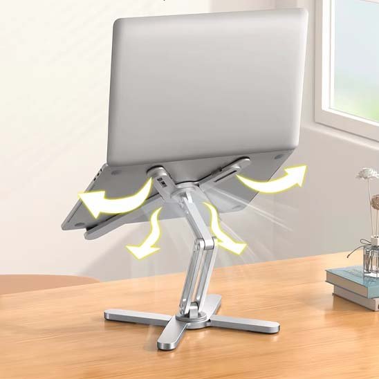 Support ordinateur portable Flexoryx avec ventilation améliorée.